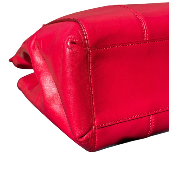 Coach Christie Carryall Leave Red Smooth Leather Satchel Removable Strap 14” - Picture 11 of 14